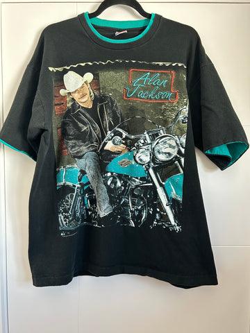 Vintage Alan Jackson 1992 A Lot about Livin and a Little bout Love Tour Harley Motorcycle T-Shirt