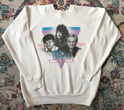 Vintage 1988 Living Legends Tour Sweatshirt XL feat Loretta Lynn Conway Twitty and George Jones