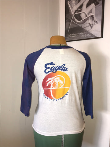 Vintage Eagles The Long Run Tour March 1980 LA Concert Raglan Baseball T-Shirt Medium