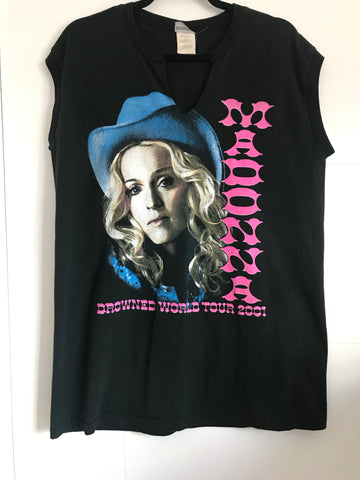 Vintage Madonna 2001 Drowned World Parking Lot Bootleg Muscle Tank T-Shirt XL