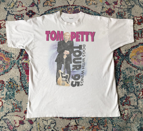 Vintage Tom Petty and The Heartbreakers 1995 Dogs with Wings Wilflowers Bootleg Concert Tour T Shirt XL