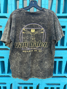 Vintage Van Halen 1995 1996 Balance Tour Tie Dye Acid Wash T Shirt L/XL with Vitruvian Man