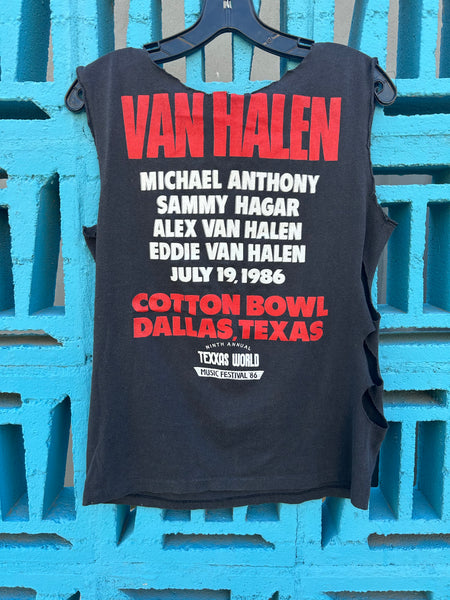 Vintage Van Halen 1986 5150 Texas Jam Concert Cut Up DIY Tank T Shirt Medium