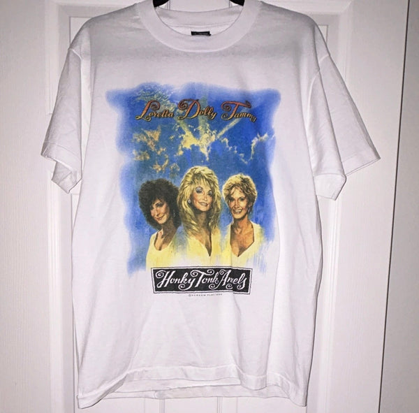 Vintage 1994 90s Honky Tonk Angels Loretta Dolly Parton Tammy Tee L/XL Dollywood