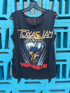 Vintage Van Halen 1986 5150 Texas Jam Concert Cut Up DIY Tank T Shirt Medium