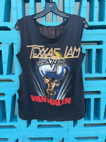 Vintage Van Halen 1986 5150 Texas Jam Concert Cut Up DIY Tank T Shirt Medium