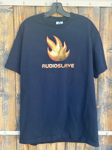 Vintage 2003 Audioslave Navy Flame T Shirt Large