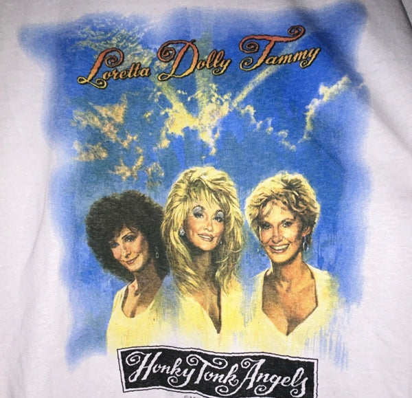 Vintage 1994 90s Honky Tonk Angels Loretta Dolly Parton Tammy Tee L/XL Dollywood