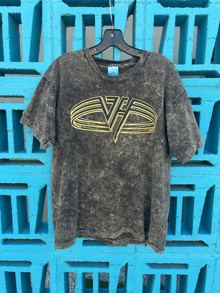 Vintage Van Halen 1995 1996 Balance Tour Tie Dye Acid Wash T Shirt L/XL with Vitruvian Man