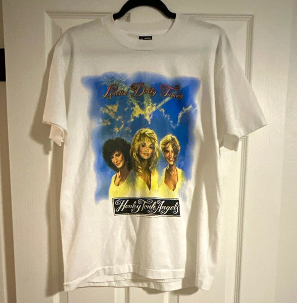 Vintage 1994 90s Honky Tonk Angels Loretta Dolly Parton Tammy Tee L/XL Dollywood