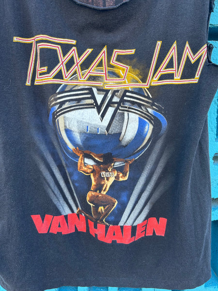 Vintage Van Halen 1986 5150 Texas Jam Concert Cut Up DIY Tank T Shirt Medium