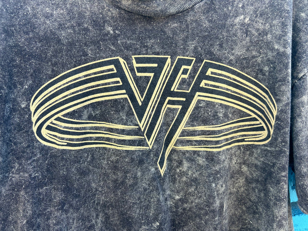 Vintage Van Halen 1995 1996 Balance Tour Tie Dye Acid Wash T Shirt L/XL with Vitruvian Man
