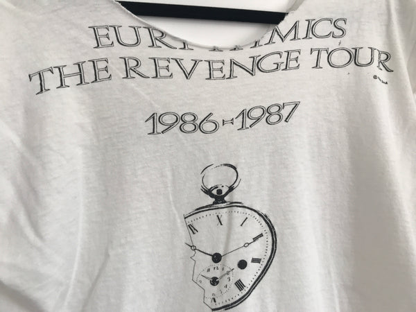 Vintage Eurythmics 1986 The Revenge Tour Cut Cropped Off the Shoulder T Shirt Large