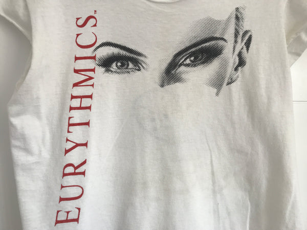 Vintage Eurythmics 1986 The Revenge Tour Cut Cropped Off the Shoulder T Shirt Large
